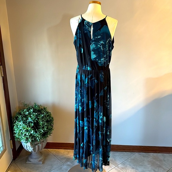 Alexa B maxi / midi mesh evening dress stretch halter waisted flowy floral 12 - Picture 14 of 14